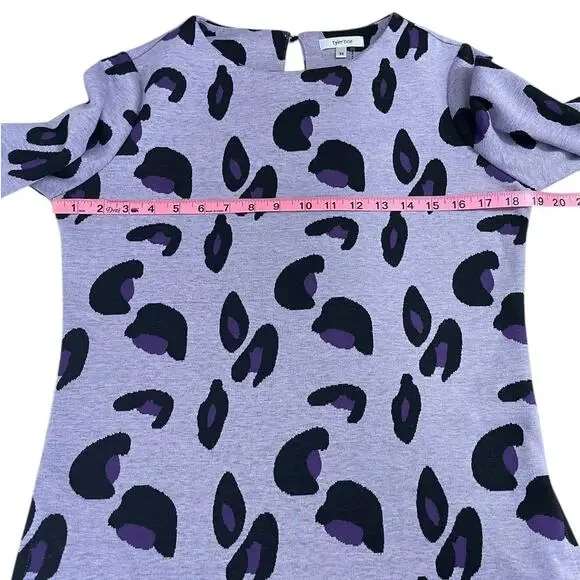 Tyler Boe Leopard Print Knit Top Bell Sleeves Purple Sz XS Preppy Modern Chic - Picture 8 of 10